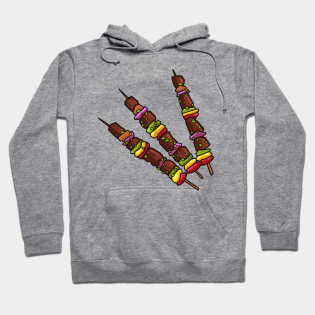 Kebab or kabob cartoon illustration Hoodie by Miss Cartoon